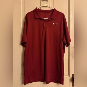 Nike Men's Deep Red Performance Polo with White Swoosh
